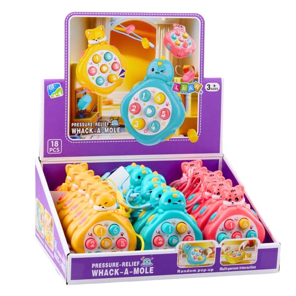 Mini Whack-A-Mole spil med knapper, håndledsrem, dyremotiv mix