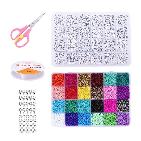 DIY Perleboks med Seed Beads og Bogstavsperler – 2400 Perler
