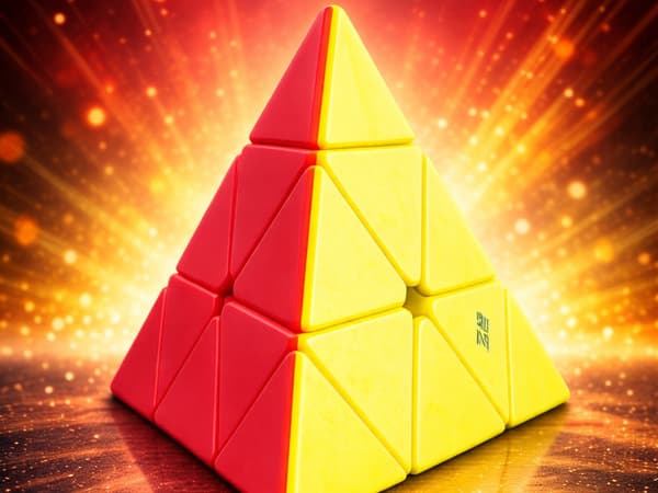 Pyraminx pyramidkub 3D logikpussel roterande plast 9,5 cm