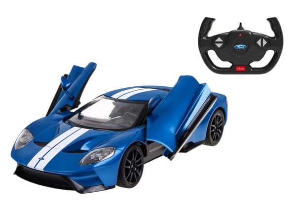 Fjernstyret bil Ford GT blå 30 cm med åbningsbare døre