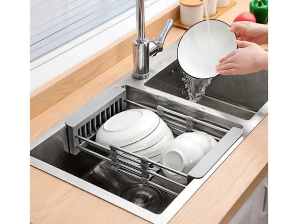 Teleskopiskt diskställ för diskho grå 22x8,5x29,5–44 cm