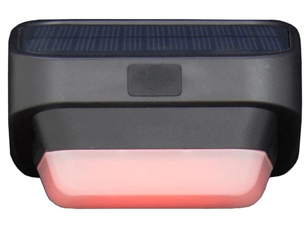 Solcellelampe LED RGB til trappe/hegn med skumringssensor sort