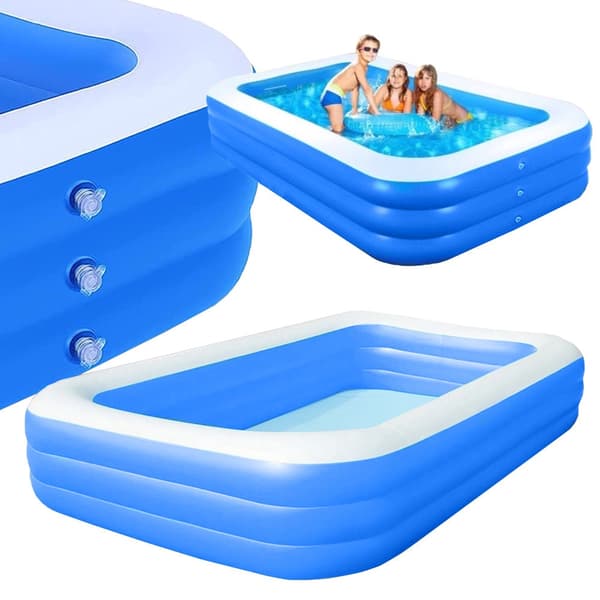 Oppustelig børnepool rektangulær PVC 165x110x40 cm