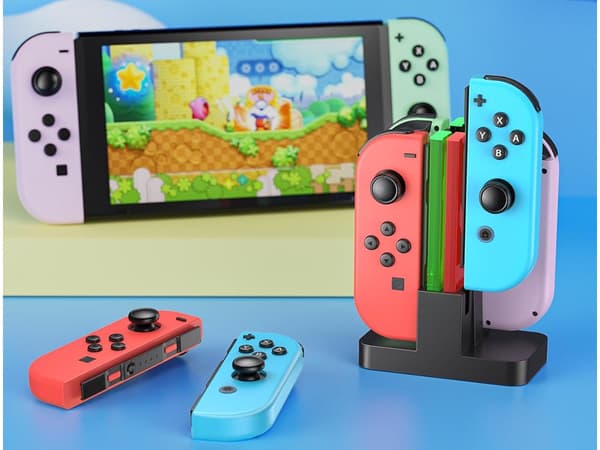 Opladningsstation til Nintendo Switch Joy-Con, oplader 4 controllere, USB-C