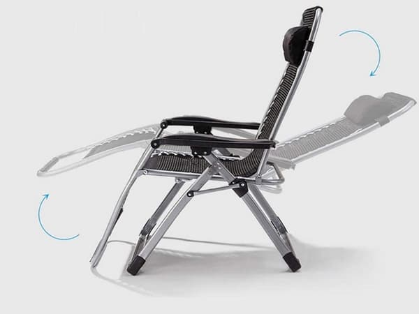 Sammenklappelig solstol Zero Gravity justerbar ryg sort maks 140 kg