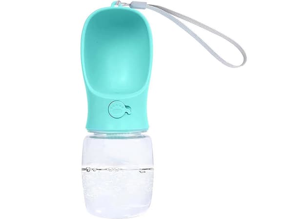 Koiran vesipullo integroidulla kulholla 380 ml, sininen, 22 cm