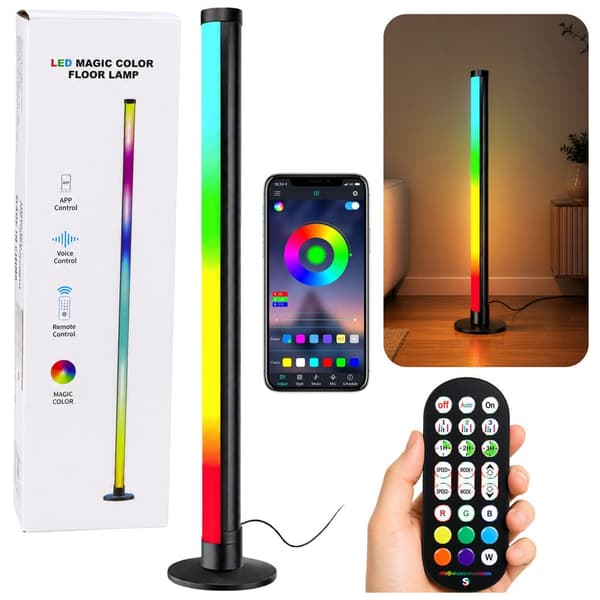 LED-kulmalamppu 90 cm RGB 16M väriä 210 tilaa Bluetooth USB