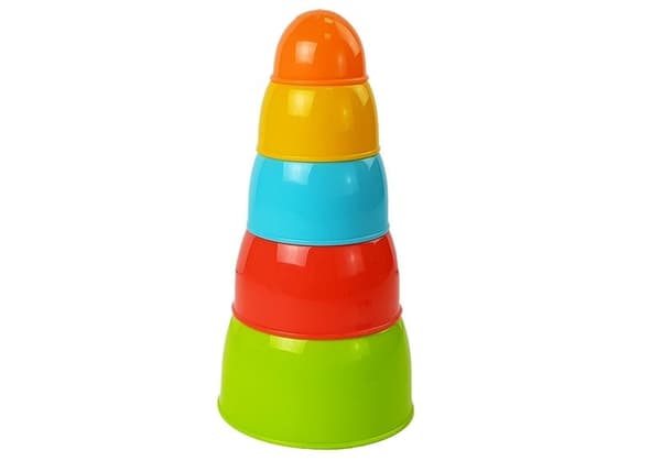 Pinottavat mukit pyramidi lapsille 12+ mån, värikkäät 8-pack