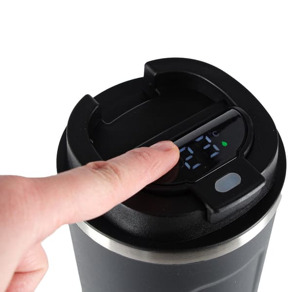 Termokrus 500 ml med LED-temperaturdisplay, rustfrit stål, sort/sølv