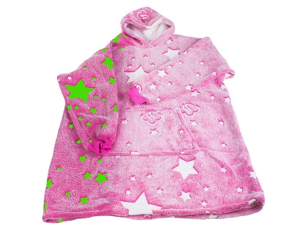 Oversize huopa-huppari taskulla vaaleanpunainen tähdet onesize