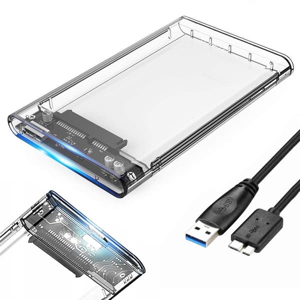 Harddiskkabinet 2,5 SATA til USB 3.0 transparent med USB-kabel