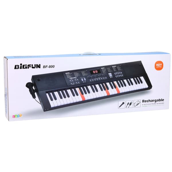 Keyboard 61 tangenter med Key Light, LCD, mikrofon & notställ, USB