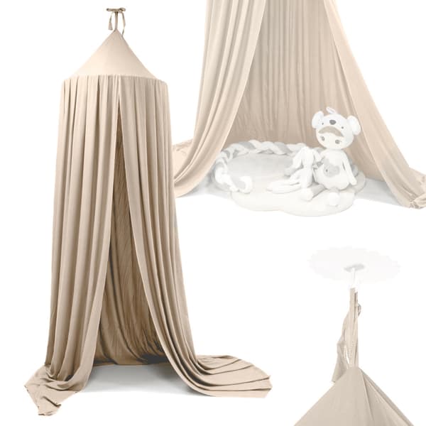 Tipitelt baldakin til børneværelse beige polyester inkl. monteringssæt