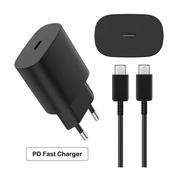 2 stk. 25W Samsung Hurtigoplader Adapter & Kabel USB-C 2m