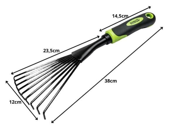 Håndrive vifteformet metal/plast 38 cm sort/grøn