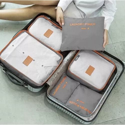 Reseorganisatör packkuber 6-pack polyester grå/orange