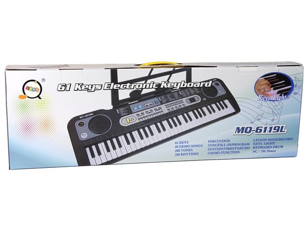 Keyboard til børn med mikrofon, sort 75 cm, lysende tangenter 3+