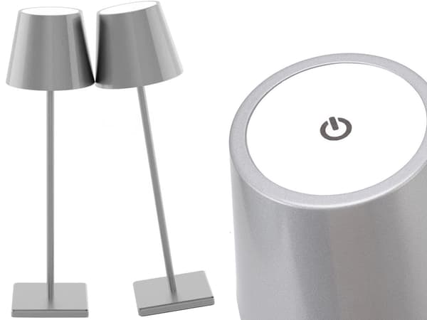 Bordlampe LED touch dæmpbar 3 lysindstillinger sølv 38 cm USB-C