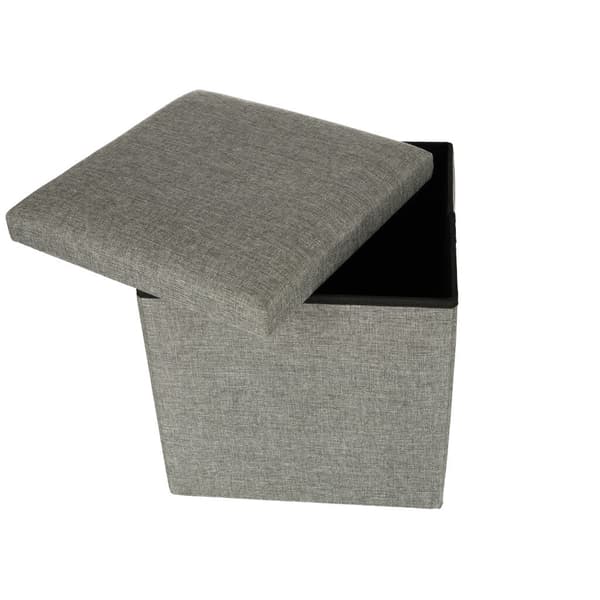 Fällbar förvaringspuff 38x38x38 cm grå polyester max 100 kg