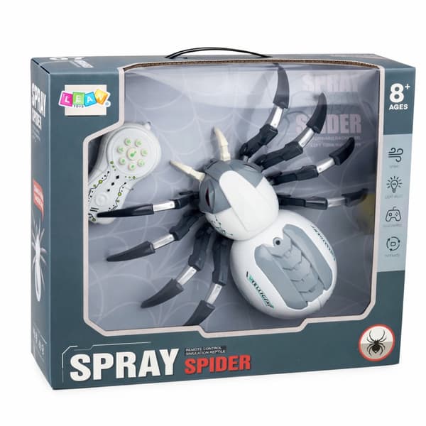 Fjernstyret RC spindelrobot 29 cm med røg, lys og lyd