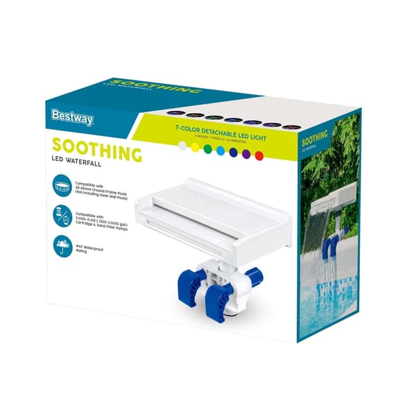 LED poolfontän med vattenfall 7 färger för ovanmarkspool 32/38 mm