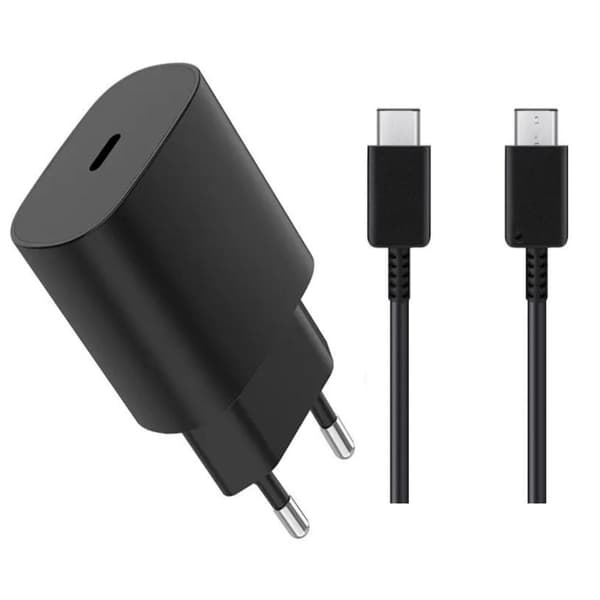 2 stk. 25W Samsung Hurtigoplader Adapter & Kabel USB-C 2m