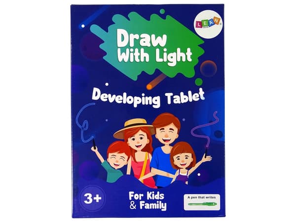 Fluorescerende tegneplade med lyspen-kit 28x21 cm, 3+ år