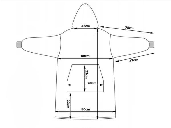 Tæppe-trøje med hætte oversize XXL one size blå polyester