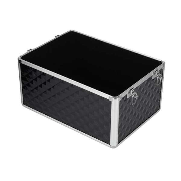 Makeuptaske makeupkuffert med 5 niveauer og 4 rum, sort plast