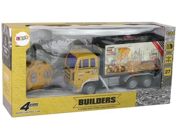 Fjernstyret byggelastbil 1:24 gul med lys, 25 cm, 3+ år