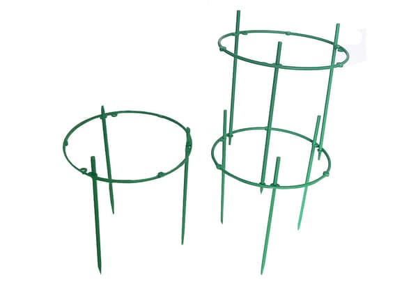 Växtstöd med 3 ringar grön plast ringdiameter 19 cm höjd 63 cm