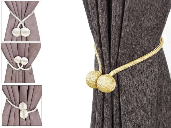 Magnetiska gardinklämmor guld 45 cm, 2-pack