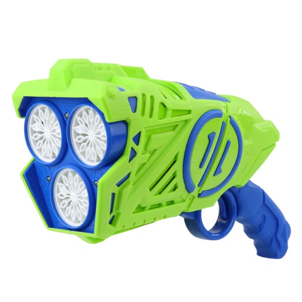 Boblepistol med LED-lys og boblevæske, blå-grøn