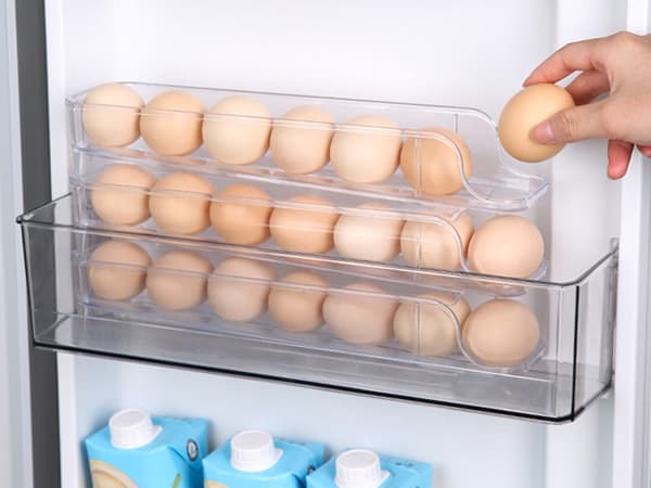 Äggbox för kylskåp 14 ägg, 2 stapelbara äggbrickor transparent
