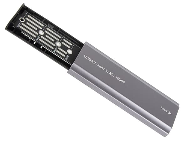 M.2 SATA NGFF SSD-adapterbox USB 3.1/USB-C 2230-2280 silver