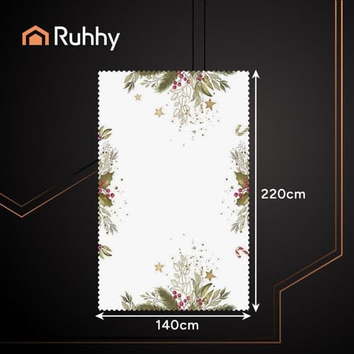 Julduk vit med tryck 140x220 cm polyester fläckresistent