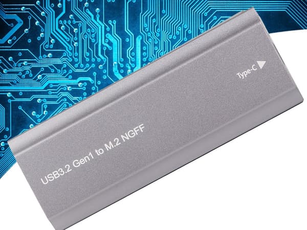 M.2 SATA NGFF SSD-adapterbox USB 3.1/USB-C 2230-2280 sølv