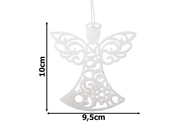 Julgranshänge ängel med glitter, vit 3-pack