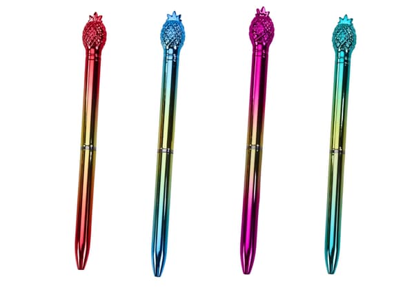 Kulpenna med ananas topp blått bläck 16 cm 48-pack