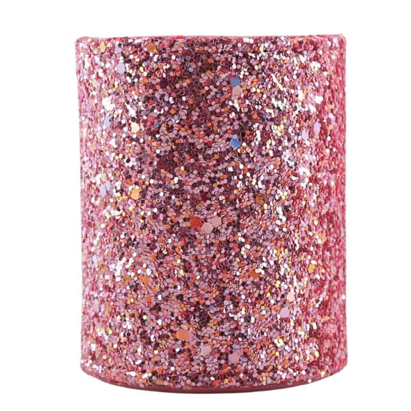Borsthållare i plast glittrig rosa 9x7x7 cm för makeupborstar