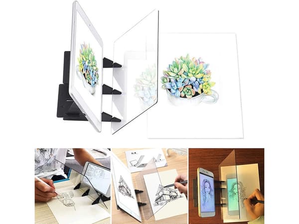 Optisk tegnebræt/skitseprojektor A5 foldbar sort til mobil/tablet