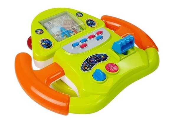 Interaktiv flysimulator-legetøj med rat til børn, grøn/orange