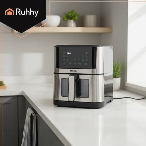 Airfryer varmluftsfriture 8L 1800W 10 programmer LED-touch sort/sølv