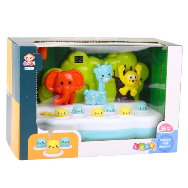 Whack-a-Mole hammerspillet med dyr, pointsdisplay, lys/lyd, 28,5 cm