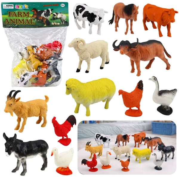 Maatalouseläinfiguurit 12 kpl muovia, 10–11 cm