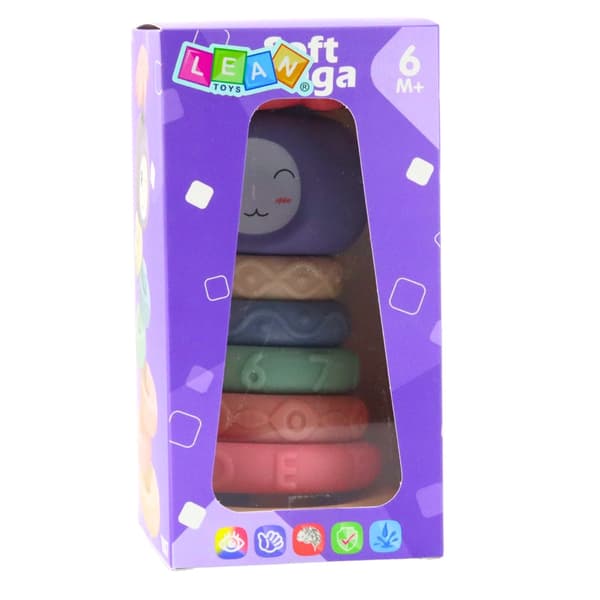 Sensorisk stabelpyramide bløde blokke 8 dele 18 cm til baby 6+ mdr