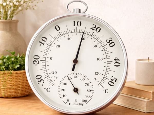 Analog termometer/hygrometer för vägg -30 till +50°C grå-svart