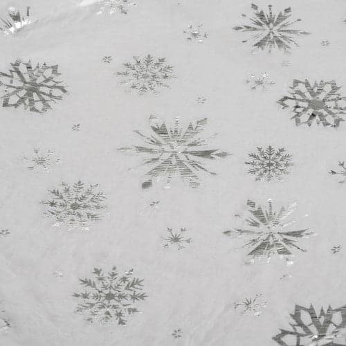 Juletræstæppe hvid/sølv 90 cm polyester med stjerner og snefnug