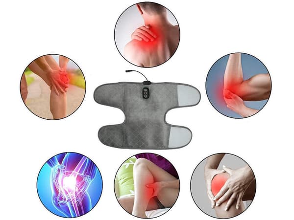 Knæmassageapparat med varme og vibration 5 programmer 2 varmeindstillinger grå