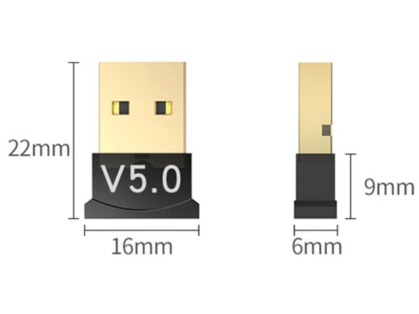 Bluetooth-adapter USB 5.0 för dator/laptop svart räckvidd 20 m